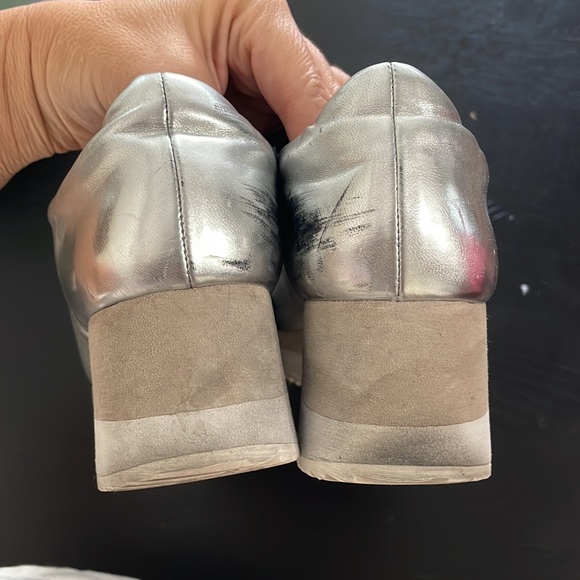 Yun yun Sun by Miss wifi silver platform sneakers size 38 leather metallic lace - Picture 10 of 13